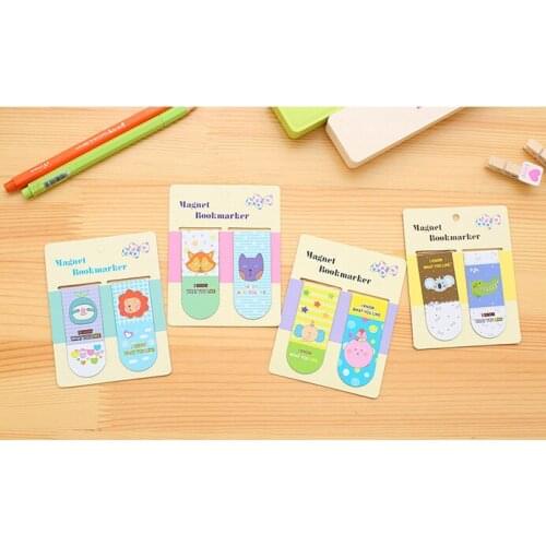 Cute animal Magnetic Bookmark Fashion DIY Cartoon Paper clips book mark School Office Supply For Book Gift korean papelaria