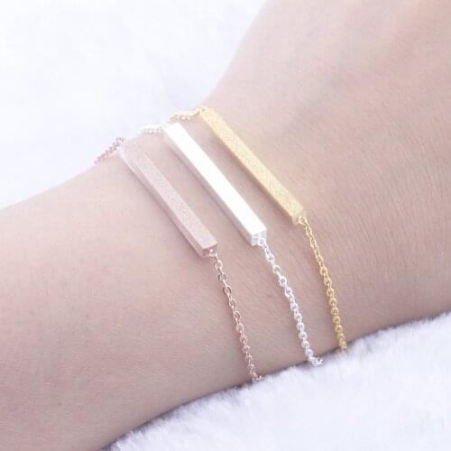 Stainless Steel Thin Bar Bracelets Femme 2019 Rose Gold Silver Color Chain Women Dainty Friendship Bracelet Mother Sister Gifts