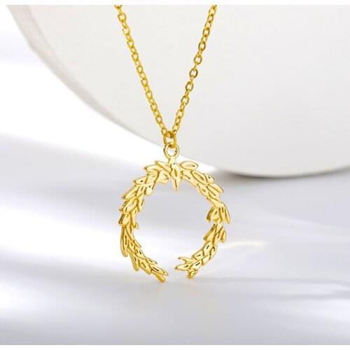 Olive Leaves Necklaces For Women Vintage Stainess Steel Gold Olive Branch Peace and Lover Charm Choker Pendant Necklace Jewelry