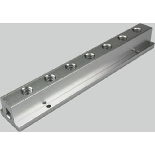1/4" BSP Female 7 Way Solid Aluminum T-Shape Air Manifold Block Splitter