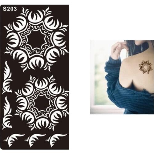 1pc Henna Lady Style Flower Lace Waterproof Tattoo Temporary Stencil Women Body Sleeve Chest Leg Art Tattoo Sticker Designs S203
