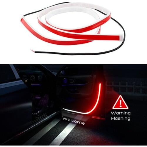 1Pcs Lamp Strips Car Door Opening Warning LED Lights Welcome Decor Anti Rear-end Collision Safety Universal Auto Accessories 12V