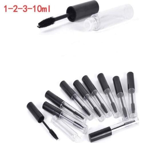 10pc/lot 1/2/3/10ml Empty Mascara Tube Eyelash Cream Vial/Liquid Bottle Sample Cosmetic Container with Leakproof Inner Black Cap
