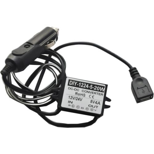 12V24V(7V-40V) Step Down 5V 4A DC-DC Buck Converter Module Car Power Supply Converter With Cigarette Lighter Plug To USB Charger