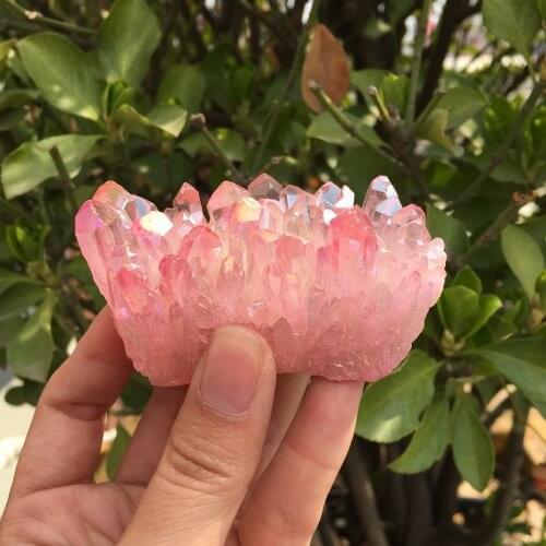 130g Rare beautiful rose flame aura quartz crystal cluster specimen only one