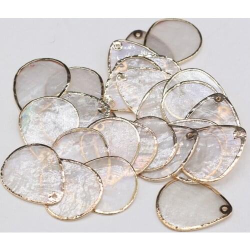 2Pcs Natural Shell Beads Waterdrop White Shell Alloy Edge Necklace Accessories Shell Pendant Charms for Jewelry Making Bracelet