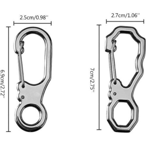 2pcs Carabiner Stainless Steel Key Ring Spring Snap Clip Anti-Loss Keychain Hook