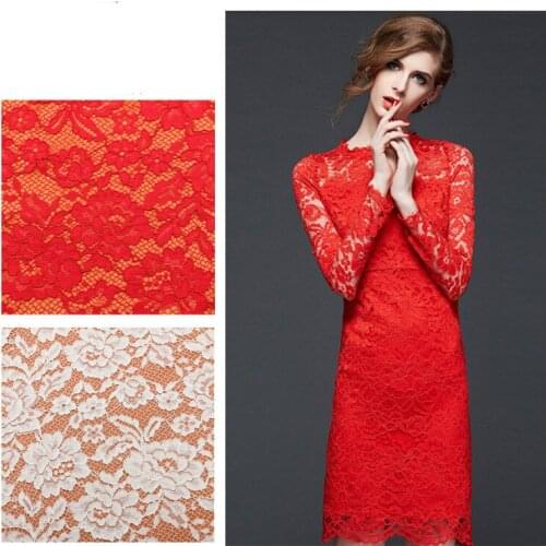 2yards 8color Lace Fabric White blue pink spandex Lace Flower Wedding Fabric 59'' width