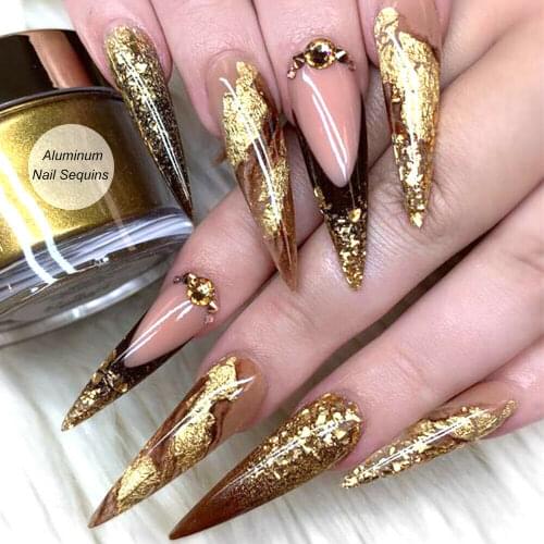 3/10/12 Boxes Nail Art Foil Leaf Silver Gold Copper Flakes Chunky Glitter Body Nail Art Foil Leaf Gold Silver Chunky Glitter