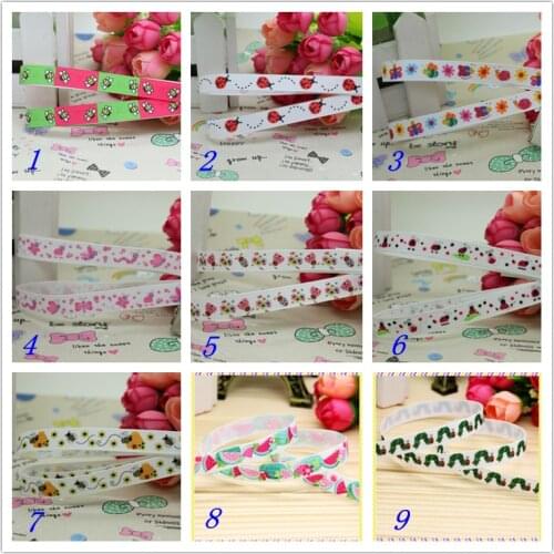 3/8'' Free shipping Ladybug watermelon printed grosgrain ribbon hairbow headwear party decoration diy wholesale OEM 9mm S153