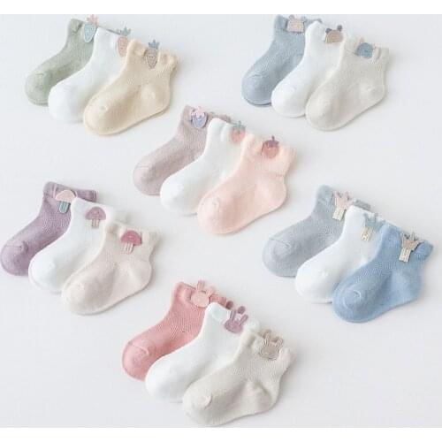 3 Pairs/lot Baby Socks Mesh Socks Thin Cotton Models Boys Girls Socks Boneless Suture Newborn Socks Accessories Children Socks