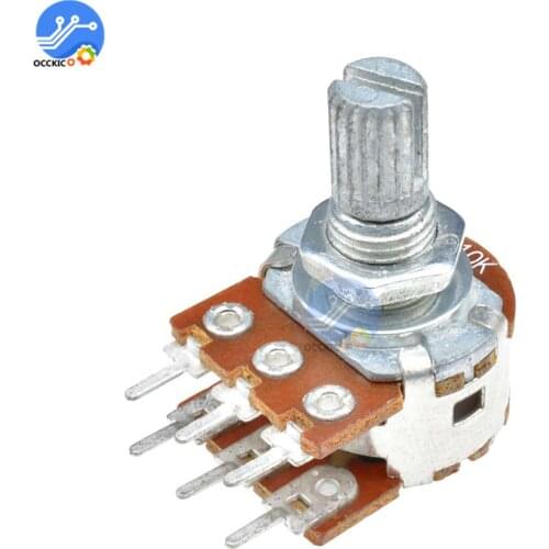 3PCS B10K Dual Stereo Potentiometer Pots Shaft S 15mm 6Pin