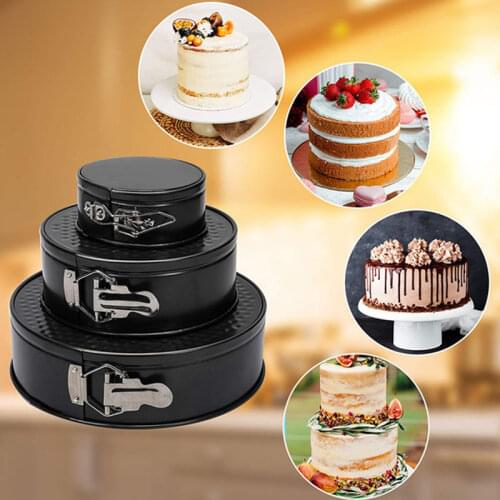 Carbon Steel Round Baking Utensils Non-stick Movable Bottom Buckle Cake Mold Baking Tools Baking 3PCS