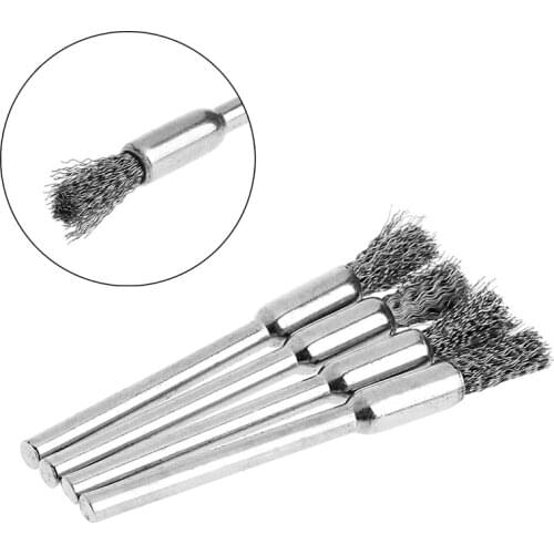 4Pcs 5mm Steel Wire Brushes Polishing Wheel Brush for Tools Mini Brushed Burr R7UB