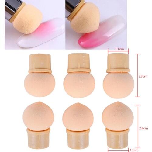 5PCS Reusable Double Gradient Nail Art Decor Brush Blooming Printing UV Gel Nail Art Pen Brush Replaceable Sponge Heads B0012
