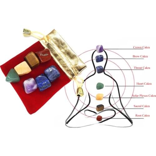 7pcs/Set Chakra Stones Yoga Reiki Healing Crystals Natural Irregular Gemstones Polished Energy Spiritual Quartz Gems Mascot Gift