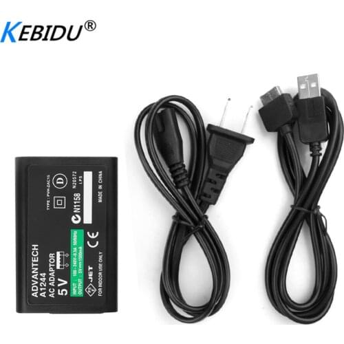 Kebidu AC Adapter+USB Data Charging Cable Cord Home Charger Power Supply For EU/US Plug Sony PlayStation Psvita PS Vita PSV 1000