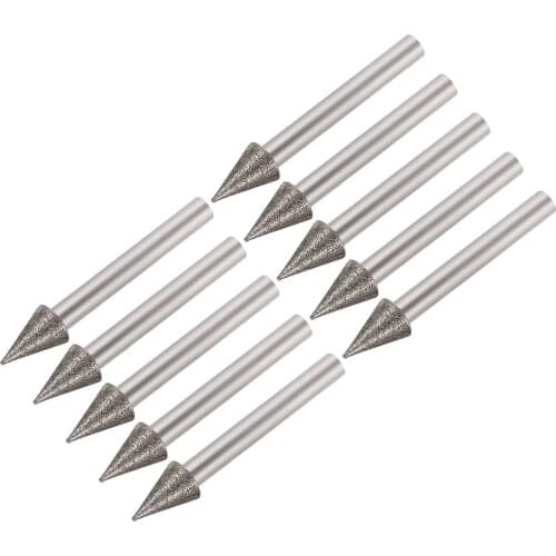 Uxcell Diamond Burrs for Carving Rotary Tool 1/4-Inch Shank 6mm Pointed 150 Grit 10 Pcs Conial 10mm