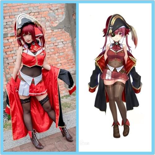 Anime VTuber Hololive Houshou Marine Captain Cosplay Costume Uniform Dress Cute Suit Women Halloween Fancy Party Costumes Outfit