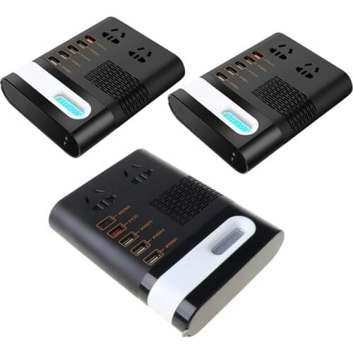 200W Car Power Inverter DC 12V/24V to AC 220V Voltage Converter Short Circuit Automatic Protection QC 3.0 USB Charger