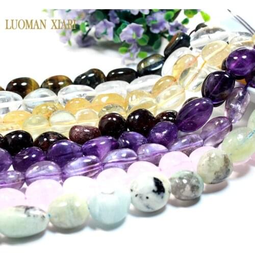 Top 11-14mm AAA 100% Natural Stone Beads Pink Quartz Amethysts Garnet Aquamarines For Jewelry Making DIY Bracelet Necklace