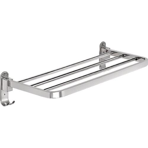 Towel Holder Bathroom Towel Rack 304 Stainless Steel Wall Mounted Folding Hanger Towel Storage Shelf Hook Toilet Accessories