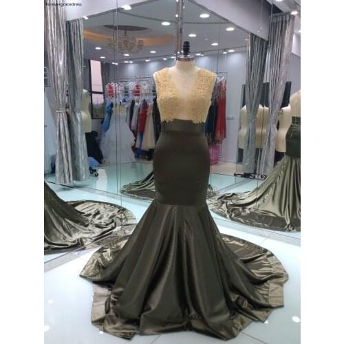 Mermaid Long Prom Dress New Arrival Sheer Top Jewel Neck Lace Party Gown
