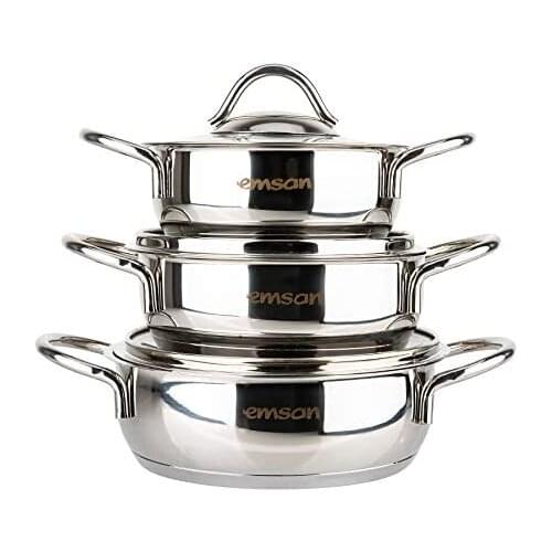 Emsan Cemre 6 Piece Steel Plate Set-14 cm Sahan 16 cm Sahan 18 cm Sahan