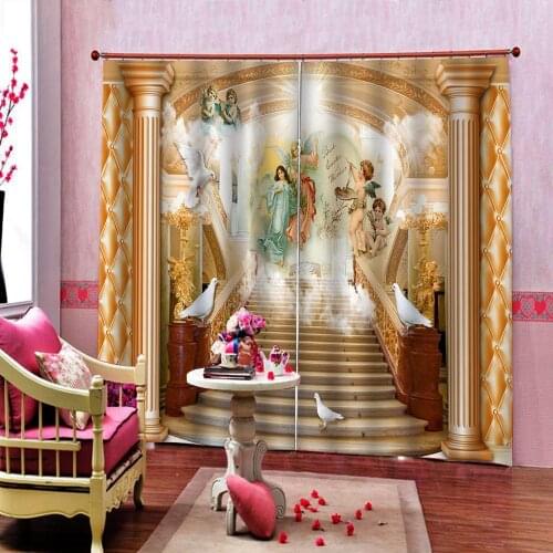 Europe curtain roman angel curtain 3D Curtain Luxury Blackout Window Curtain Living Room stereoscopic curtains