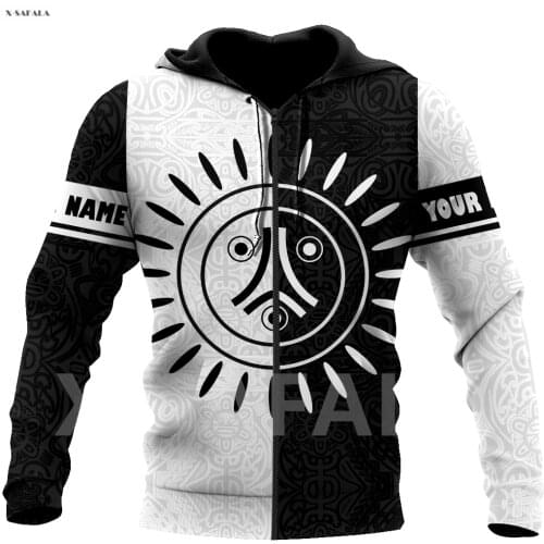 Puerto Rico Pattern Tattoo 3D Over Printed Hoodie Man Women Unisex Outwear Zipper Pullover Sweatshirt Casual