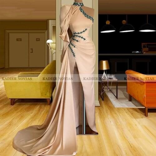 KADIER NOVIAS One Shoulder Muslim Evening Dresses 2021 Long Mermaid Party Gowns Couture Middle East Prom Party Dresses