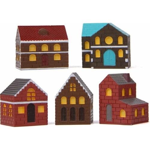 Carton House Model Figurine Resin Craft Miniature Fairy Garden Decoration Home Decor DIY Accessories