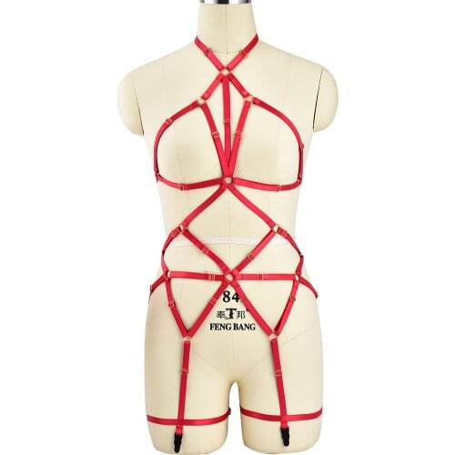 Club Wear Erotic Lingerie Harness Suspenders Belt Full Body Harness For Women Sexy Harness Cage Bra Fetish Stockings Bondage