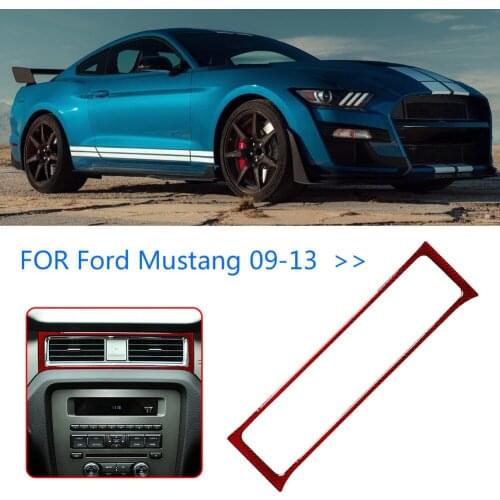 Red Genuine Carbon Fiber Console AC Air Vent Frame Trim Auto Interior Replacement Accessories for Ford Mustang 2009-2013