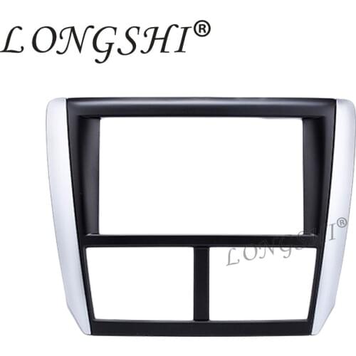 LONGSHI Double Din Car Stereo Fascia Fitting Frame for 2008-2013 Subaru Forester Impreza Dash CD DVD GPS Surround Panel Black 2d