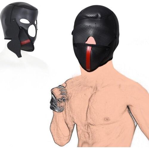 Full Covered Hood Mask BDSM Bondage Toys,Adult Game Removable Blindfold Muzzle,Slave Pet RolePlay Sex Toys For Couple Puppy Play