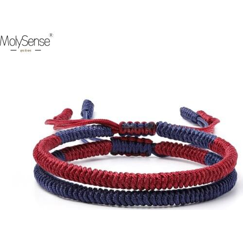 MolySense Tibetan Color Buddhist Good Lucky Charm Tibet Bracelets & Bangles For Women And Men Handmade Knots Rope Bracelet