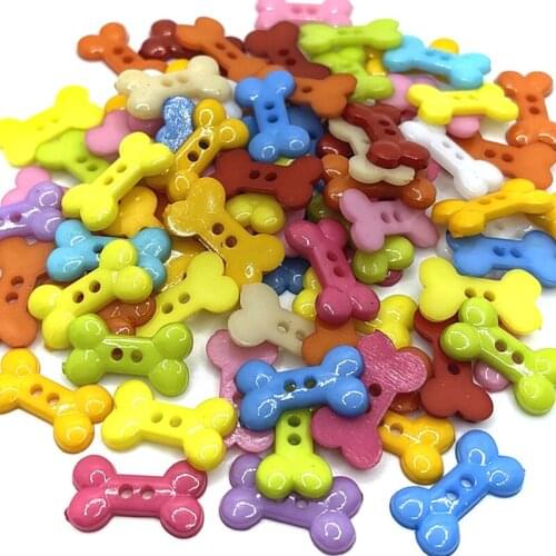 50pcs/pack Mix Colors New Plastic Bone Flatback 2-holes DIY Scrapbooking Childrens Apparel Sewing Accessories 17*10mm