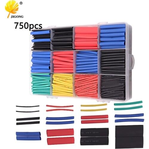750pcs heat shrinkable tube box set various insulated heat shrinkable tube wire protective cover