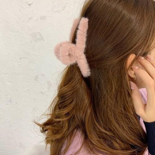 Pure Color Flannel Hairpin Korean Girl Acrylic Headdress Simple And Versatile Shark Clip