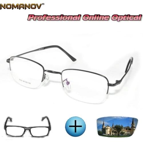 Custom Made Prescription Glasses Optical Photochromic Myopia Reading Glasses Retro Half-rim Glasses Frame Men Women Eyeglasses