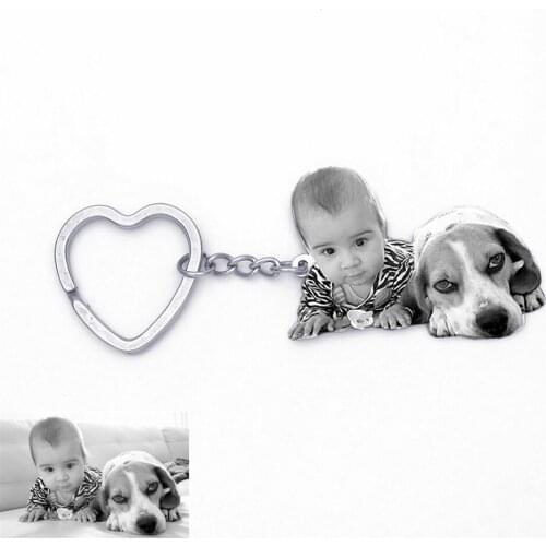 Popular Jewelry Custom Carving Keyring Pet Photo Keychain Men And Women Universal Couple Stainless Steel Jewelry