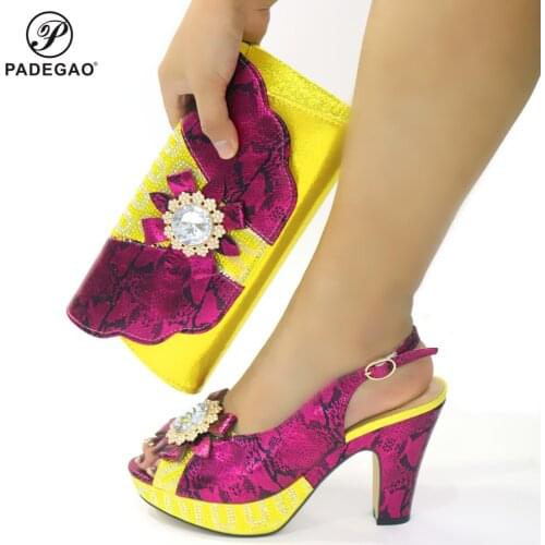 Latest Italian Shoes with Matching Bags High Quality Women Luxury 2020 Rhinestone Wedding Party Shoe Ladies Sandals with Heels