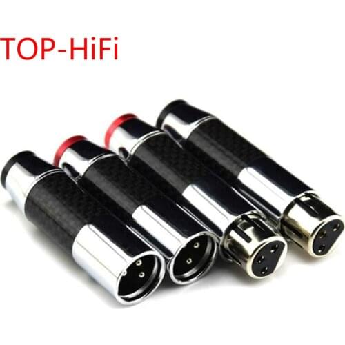 TOP-HiFi 4pcs/lot Audio Carbon Fiber XLR Plug Connector 3Pin Male to Female Black XLR Wire Connector 3PIN XLR Microphone plug