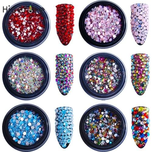 Nail Art Jewelry SS3-SS10 Mixed Size 550pcs Colourful Crystal Flat Back Nail Rhinestone with A Box Broken Glass Stone