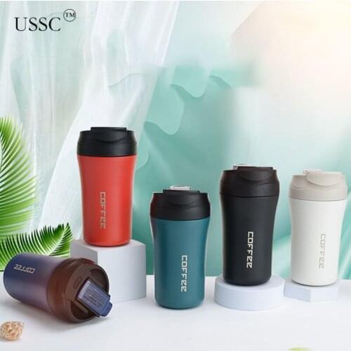USSC Stainless Steel 304 Vacuum Cup Thermos Cup Straw Coffee Cup Double Drinking Cup Office Cup Outdoor Leisure Car Cup HZ060