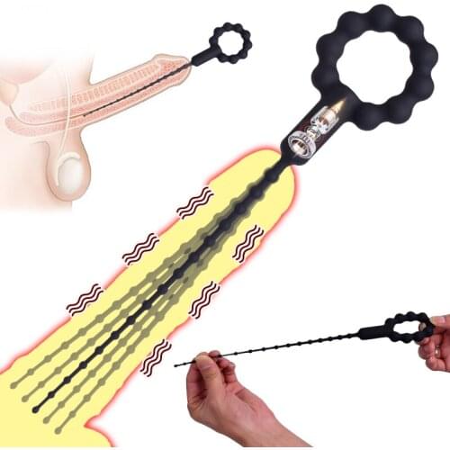 Vibrating Urethral Massage Male Masturbation Massage Silicone Urethral Dilator Penis Plug Urethral Vibrator Sex Toys for Men