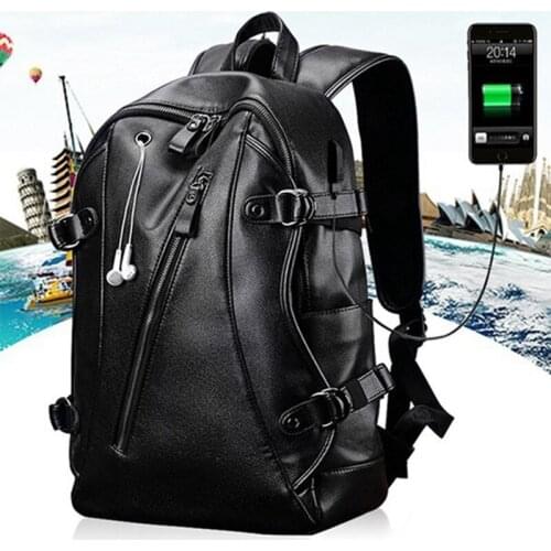 High Quality Women Men Travel Bag PU Leather Sports Bag Waterproof PU Leather Bag With USB Charging Port Computer Outdoor Bags