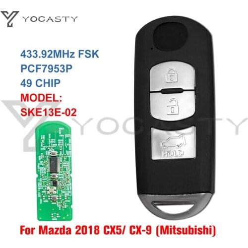 YCOASTY SKE13E-02 For Mazda CX-5 CX-9 2017 2018 PCF7953P Proximity Smart Remote Car Key Fob Keyless 433MHz