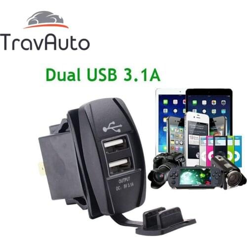 3.1A Dual USB Motorcycle Charger Socket Waterproof Power Outlet 12V/24V LED Digital Display for ATV Boat Marine Auto Car